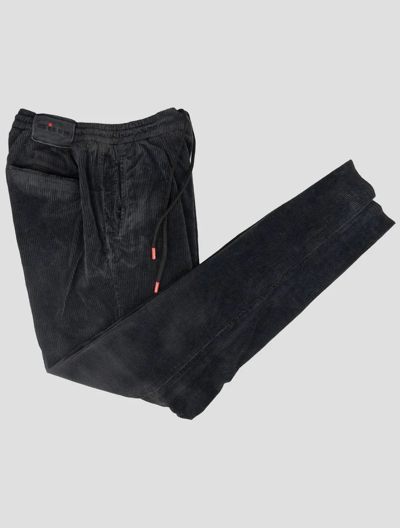 Kiton Black Cotton Cashmere Ea Velvet Pants