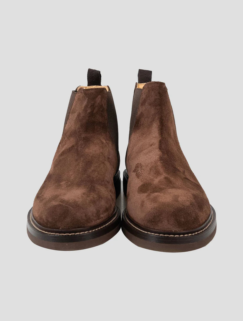 Brunello Cucinelli Brown Leather Suede Boots Shoes