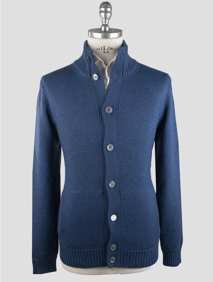 Gran Sasso Blue Virgin Wool Sweater Cardigan