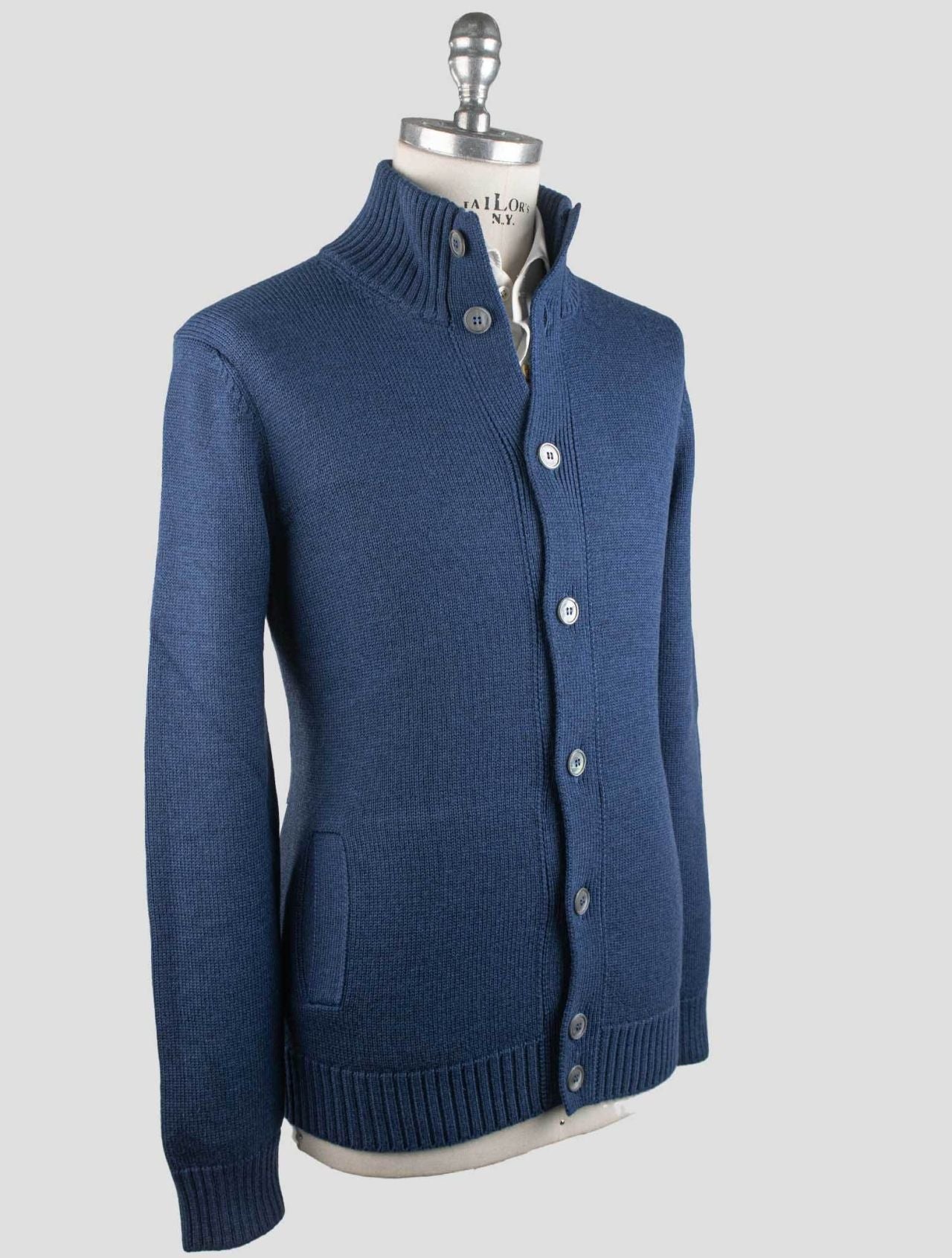 Gran Sasso Blue Virgin Wool Sweater Cardigan