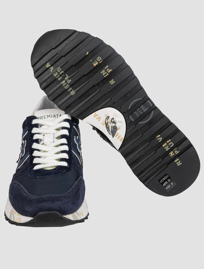 Premiata Blue Leather Suede Pa Sneakers