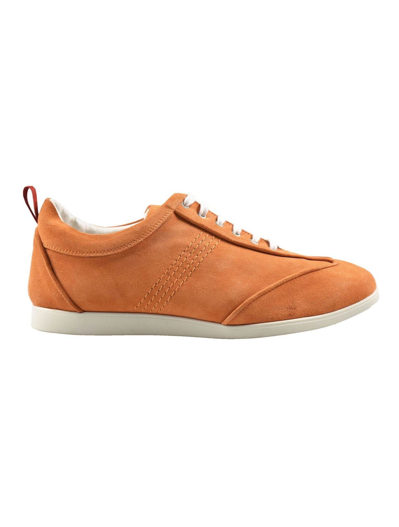 Kiton Orange Leather Suede Sneakers