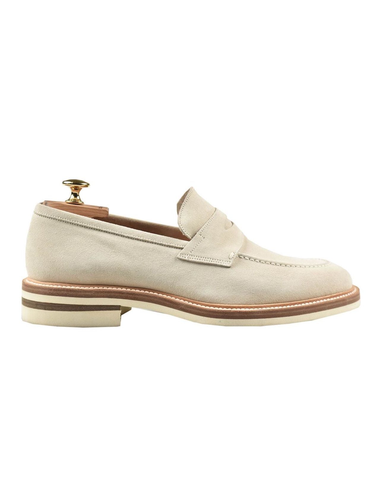Kiton Beige Leather Suede Loafers
