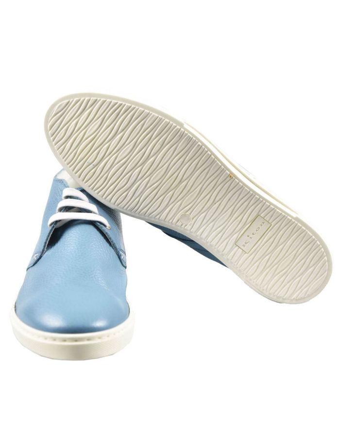 Kiton Light Blue Leather Sneakers
