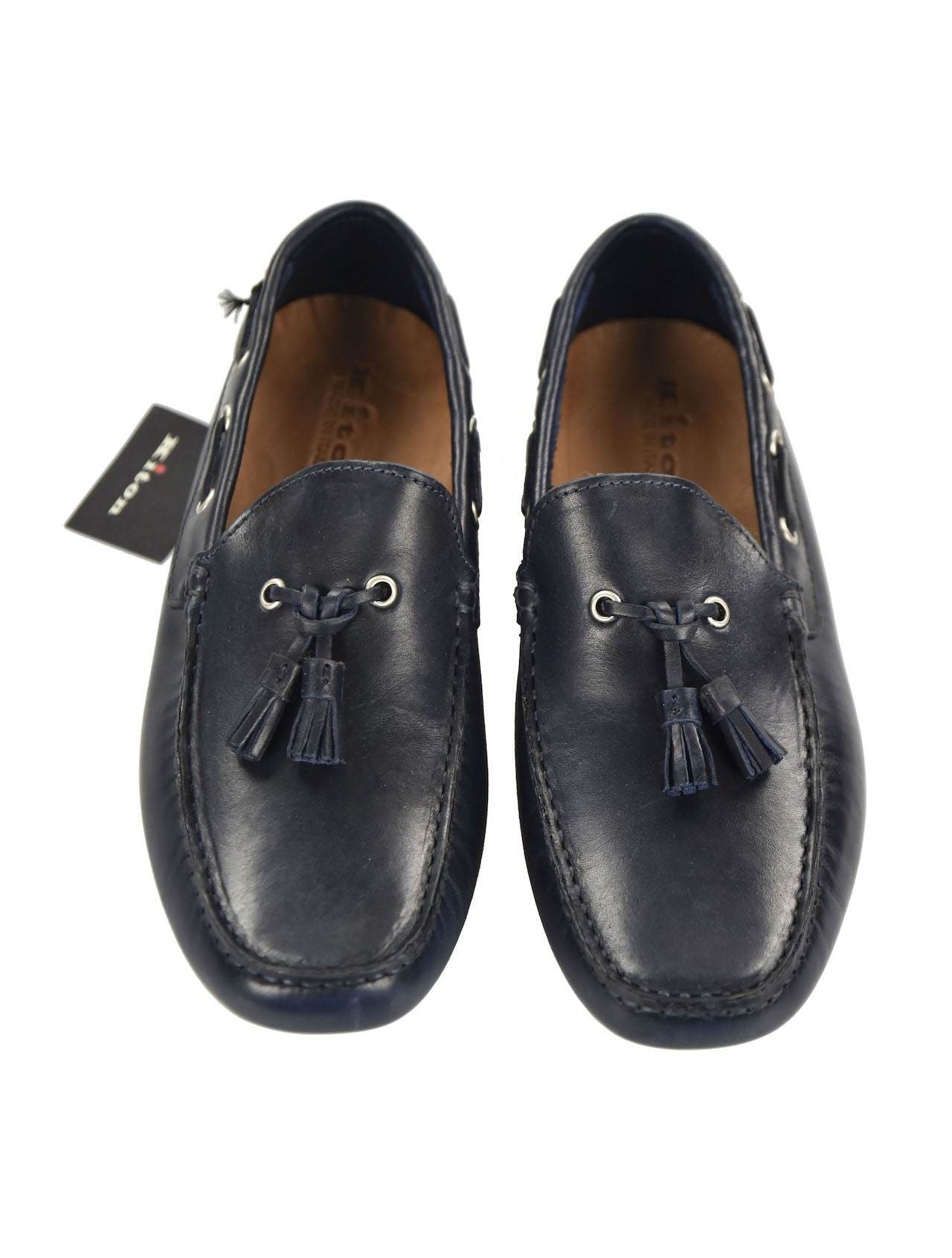 Kiton Blue Leather Loafers