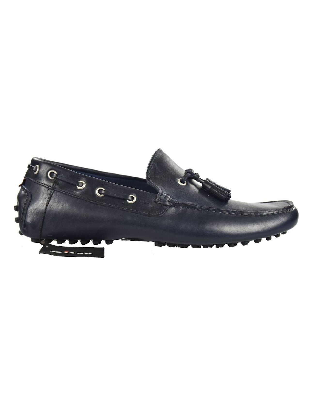 Kiton Blue Leather Loafers