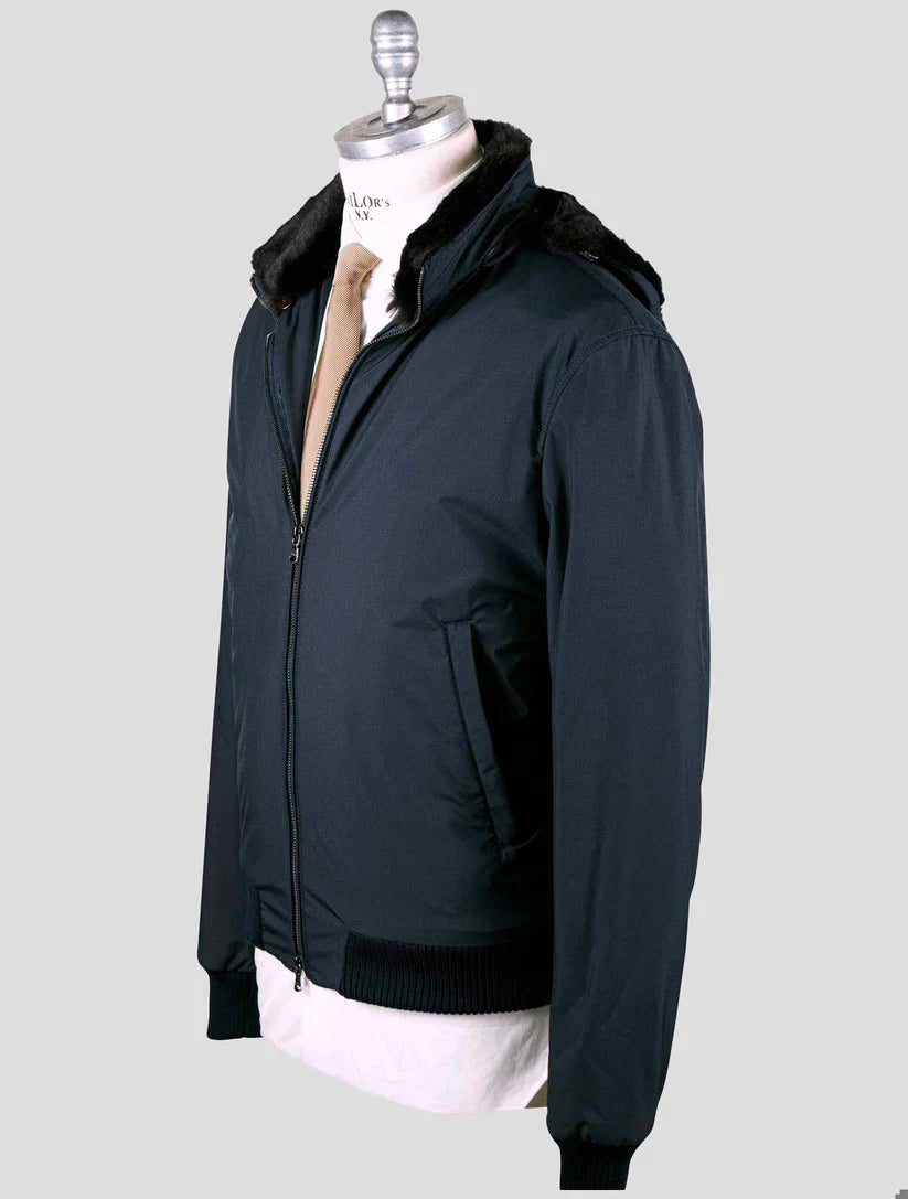 Barba Napoli Blue Pl Pu with Lapin Fur Coat