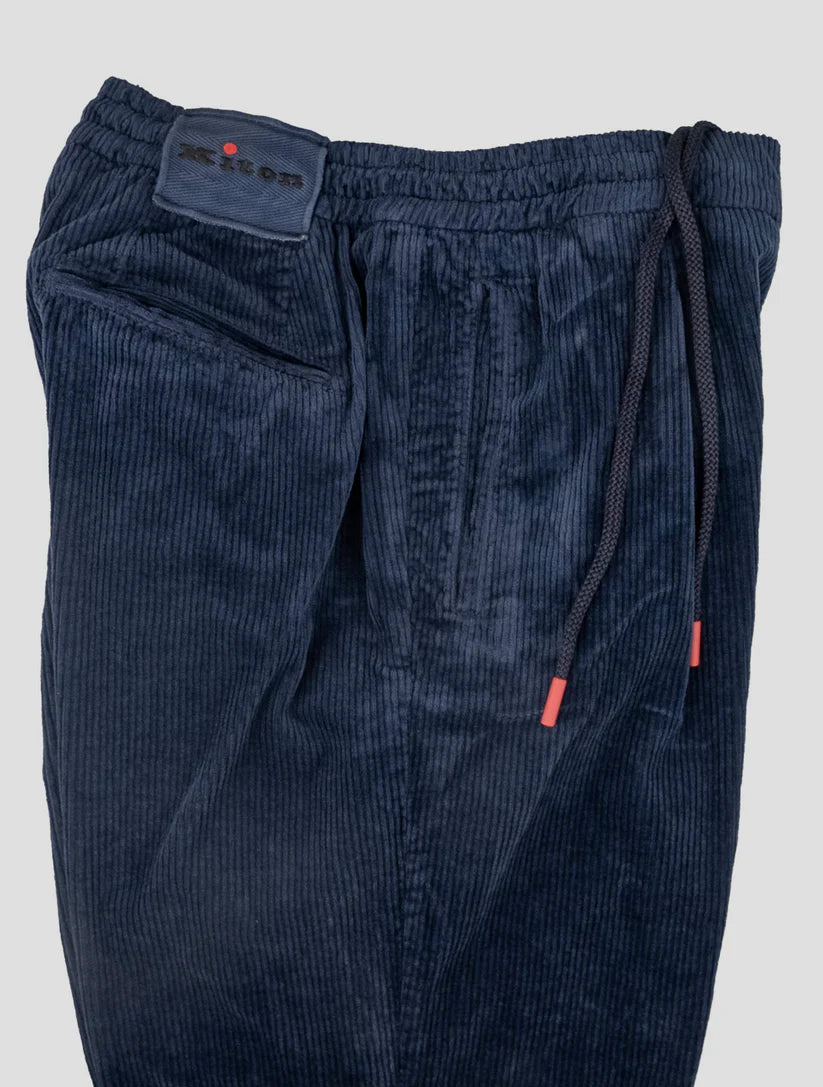 Kiton Blue Cotton Cashmere Ea Velvet Pants