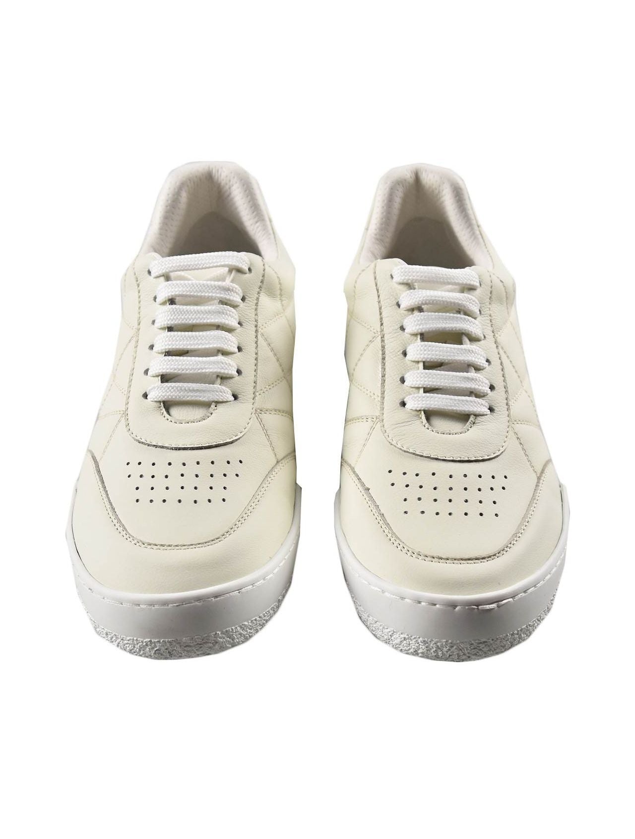 KNT Kiton White Leather Calfskin Sneakers