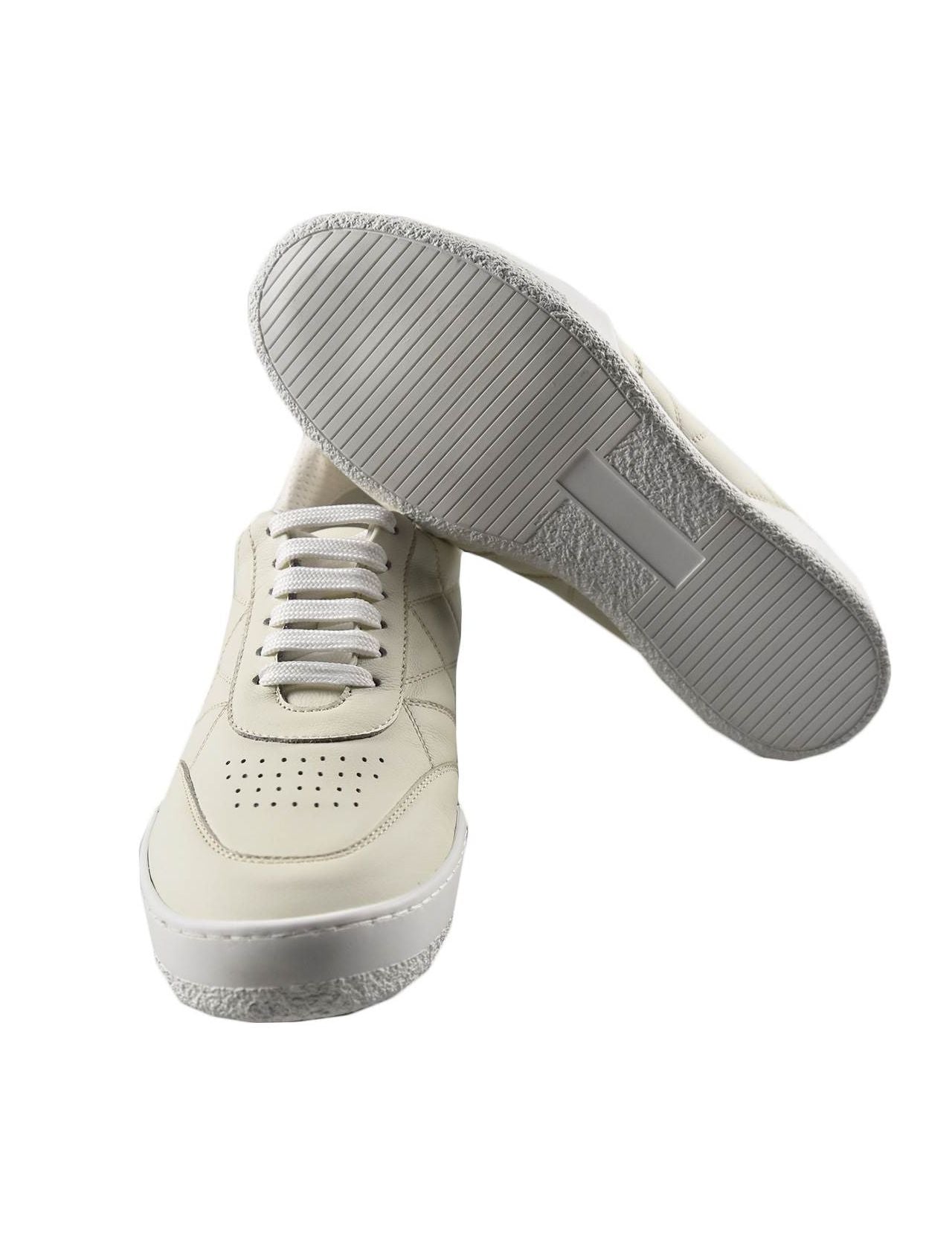 KNT Kiton White Leather Calfskin Sneakers