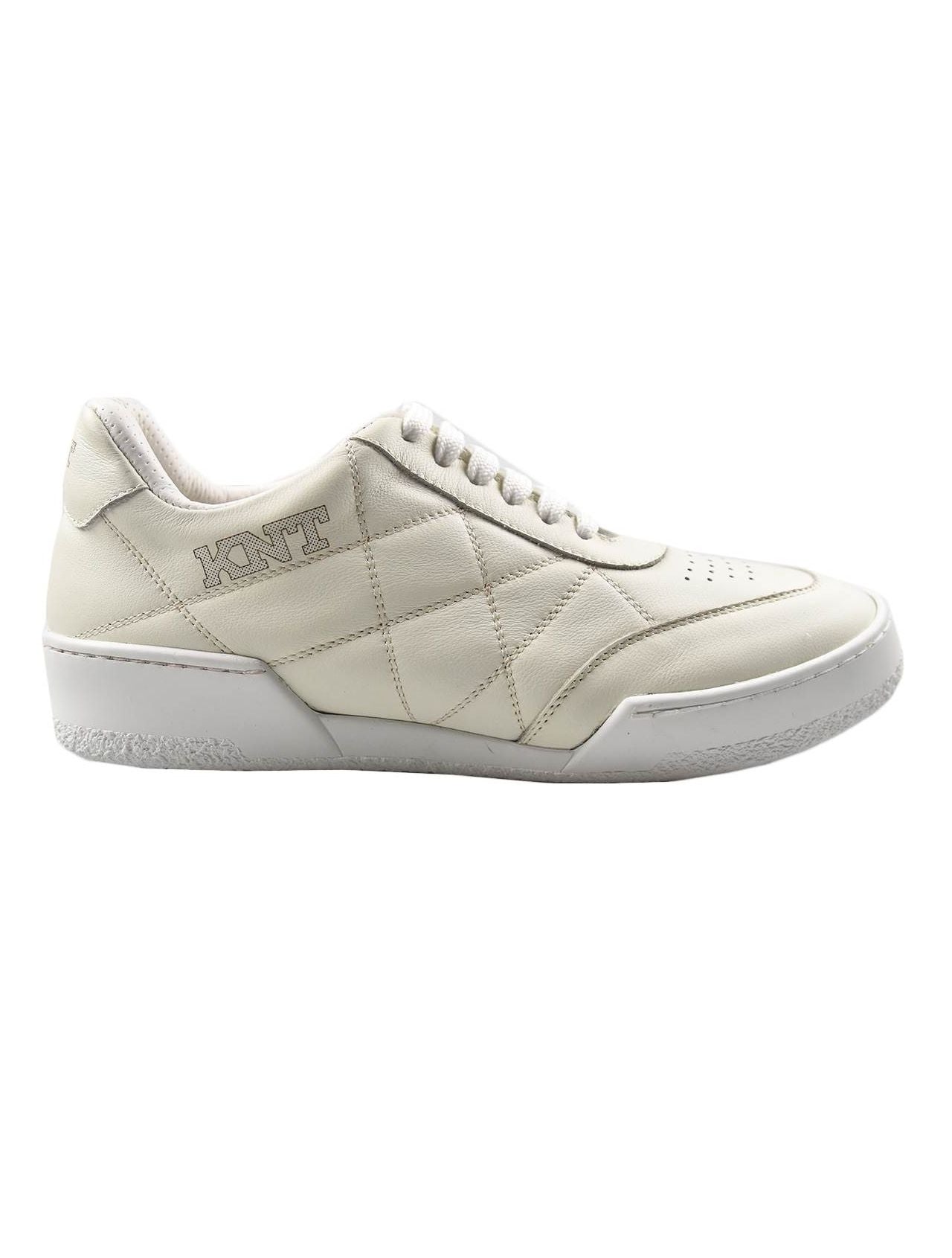 KNT Kiton White Leather Calfskin Sneakers