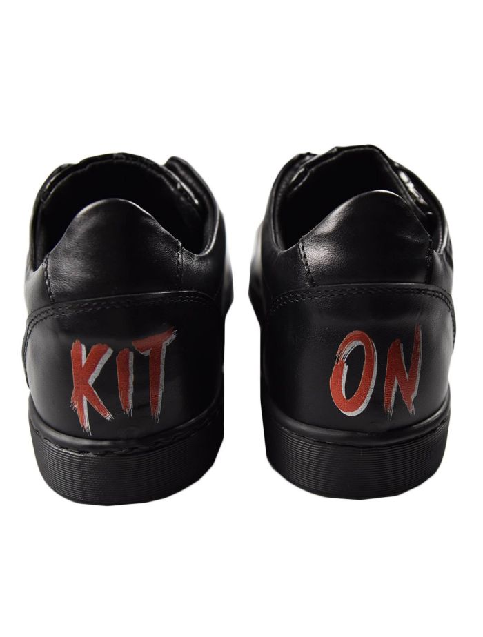 Kiton Black Leather Crocodile Sneakers