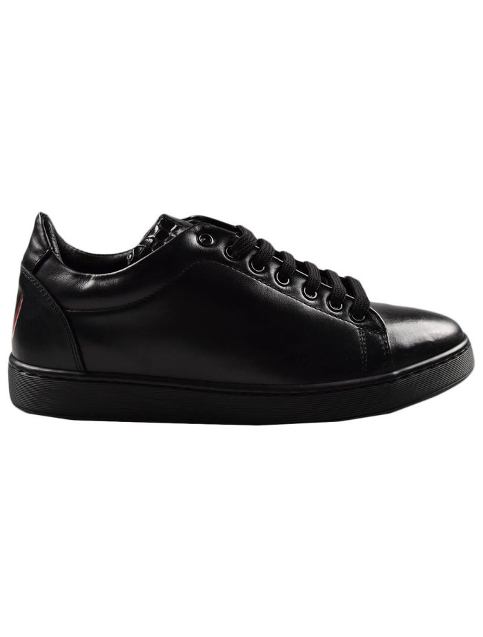 Kiton Black Leather Crocodile Sneakers