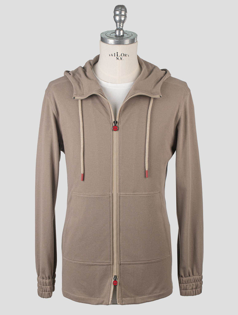 Kiton Light Brown Cotton Tracksuit Short Pants