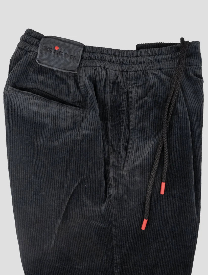 Kiton Black Cotton Cashmere Ea Velvet Pants