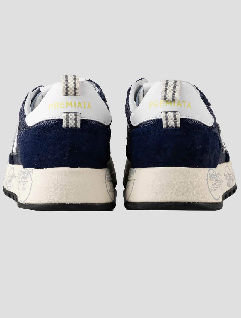 Premiata Blue Leather Suede Pa Nylon Sneakers