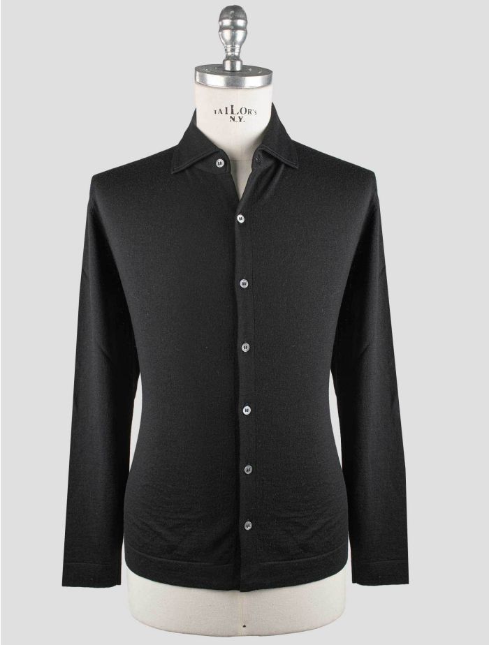 Gran Sasso Black Virgin Wool Sweater Cardigan