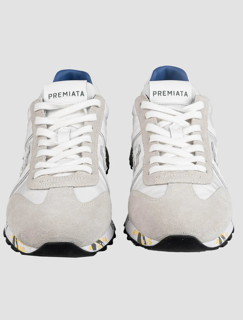 Premiata Gray White Leather Suede Pa Sneakers