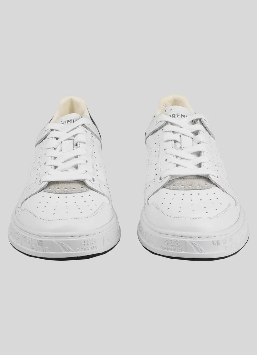 Premiata White Blue Leather Sneakers