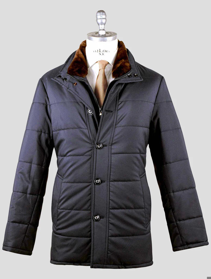Barba Napoli Blue Pl with Beaver Collar Coat
