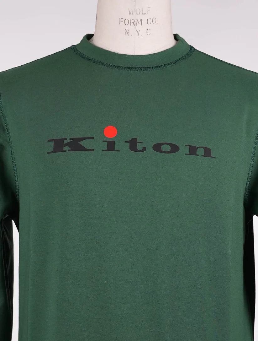 Kiton Green Cotton Sweater Crewneck