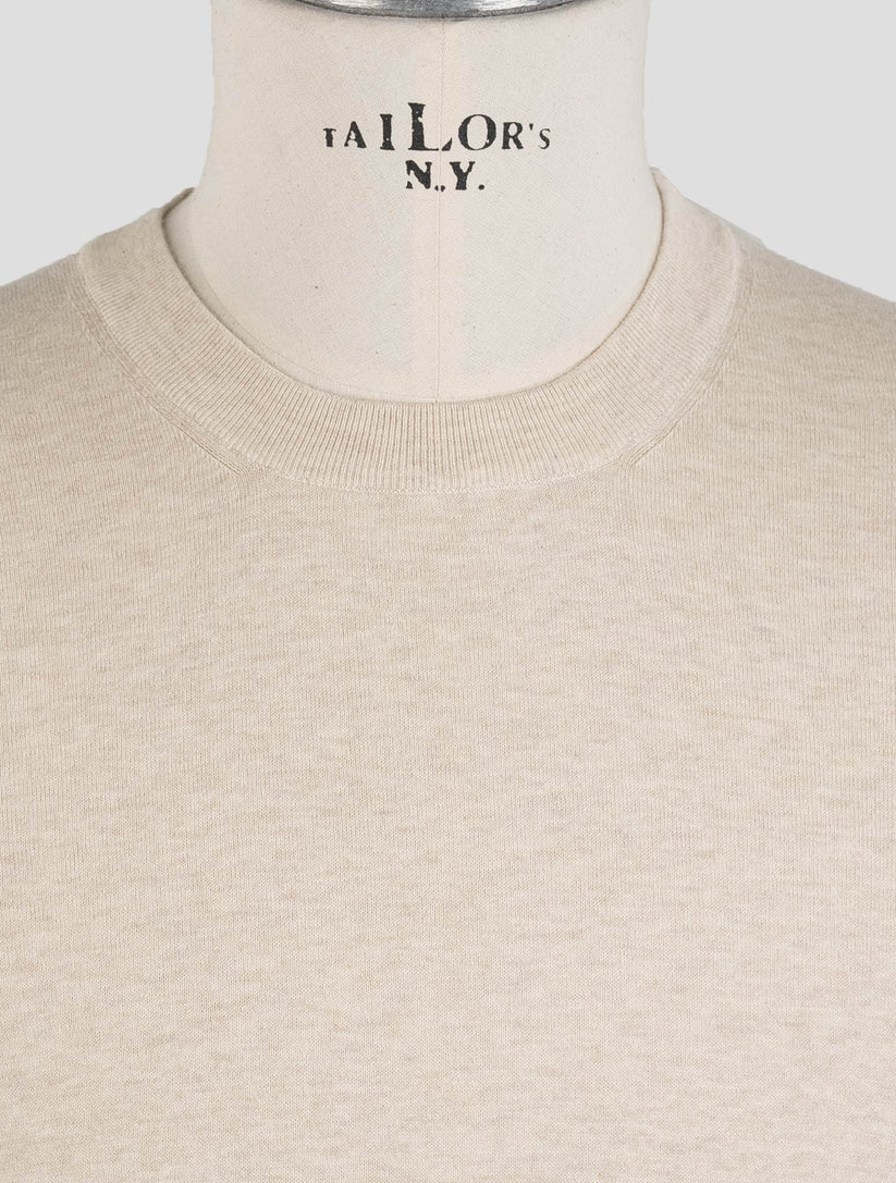 Brunello Cucinelli Beige Cotton Sweater Crewneck