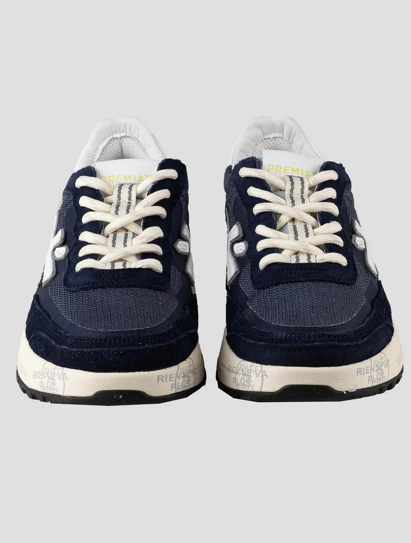 Premiata Blue Leather Suede Pa Nylon Sneakers