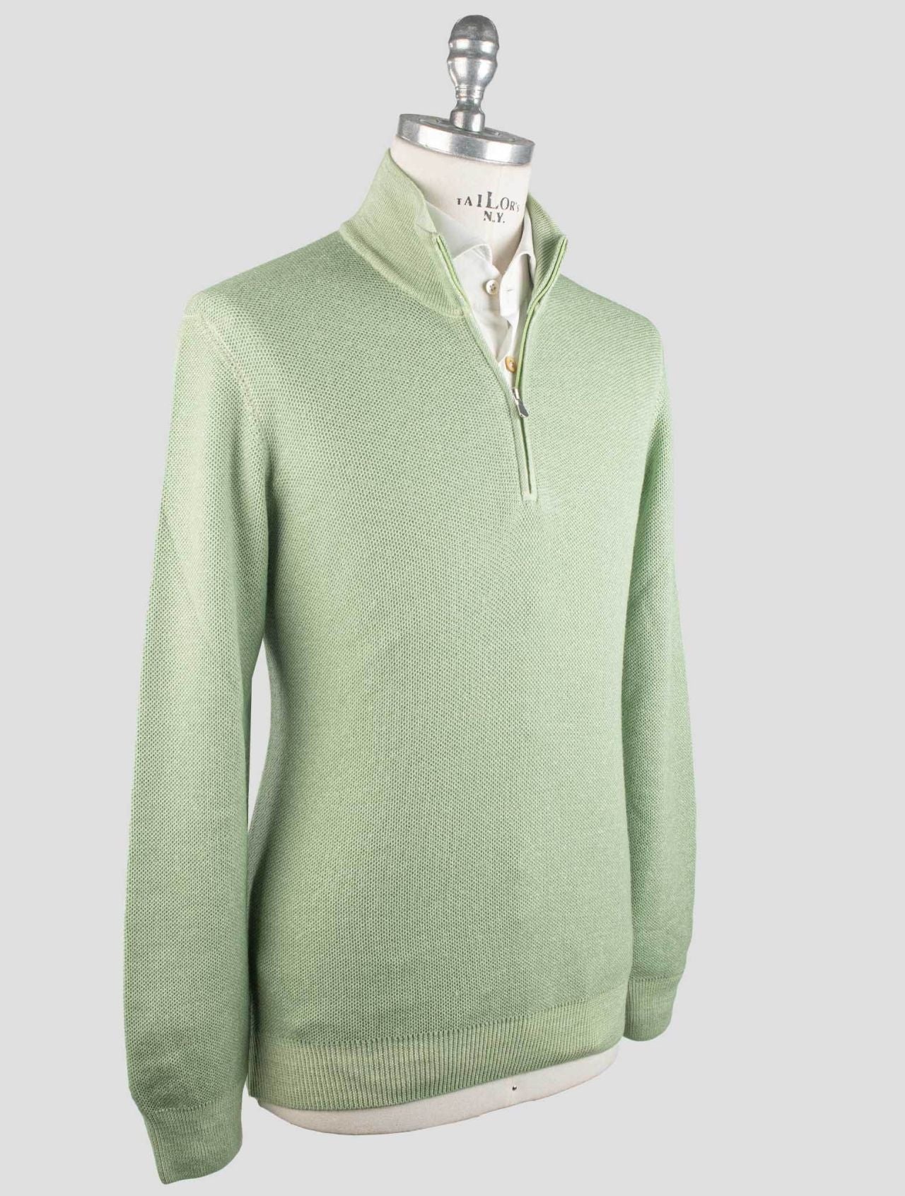 Gran Sasso Green Virgin Wool Sweater Half Zip