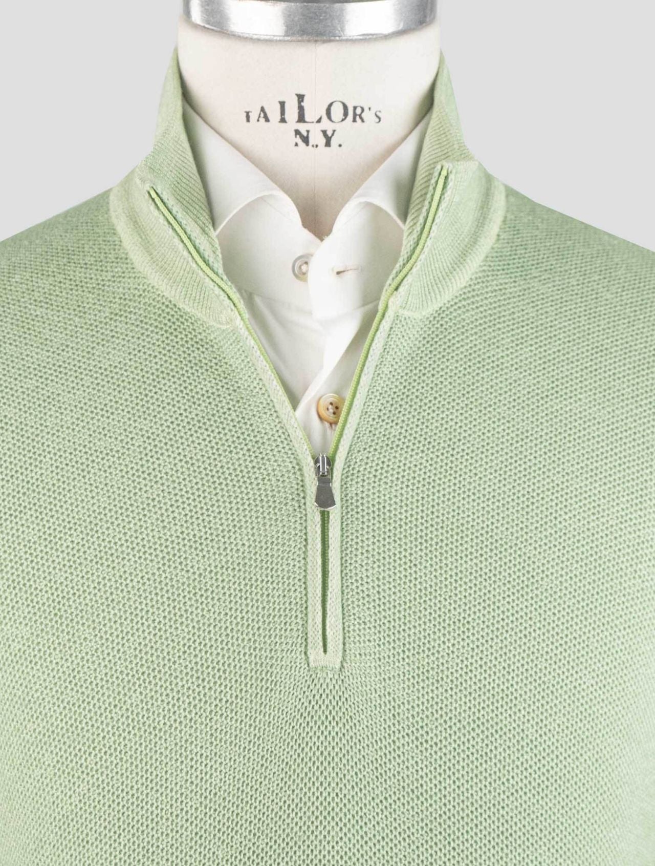 Gran Sasso Green Virgin Wool Sweater Half Zip