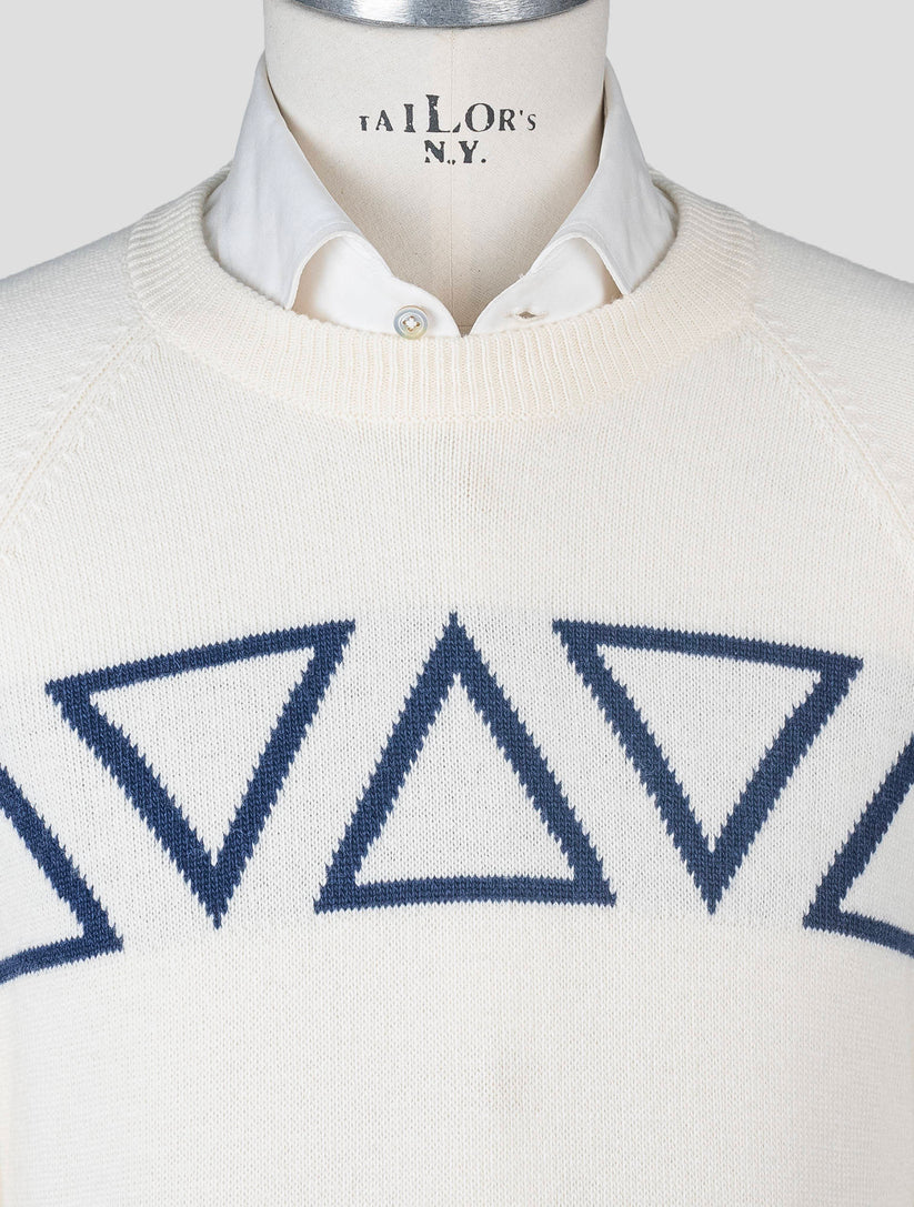 KNT Kiton White Wool Sweater Crewneck