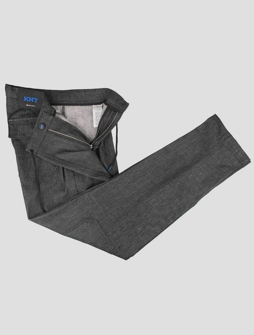KNT Kiton Black Cotton Cashmere Ea Cargo Pants