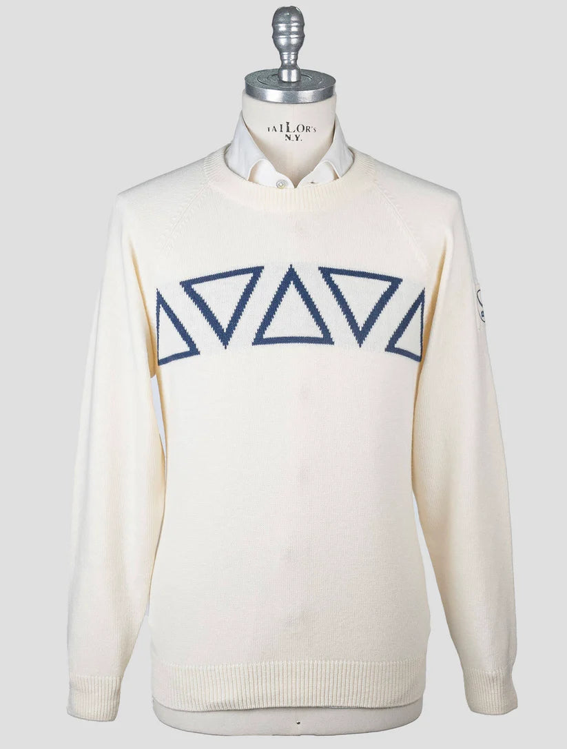 KNT Kiton White Wool Sweater Crewneck