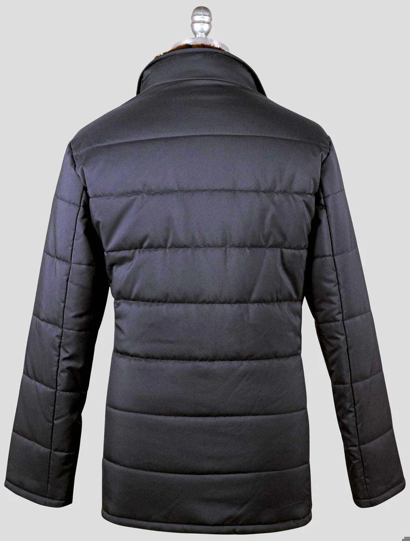 Barba Napoli Blue Pl with Beaver Collar Coat