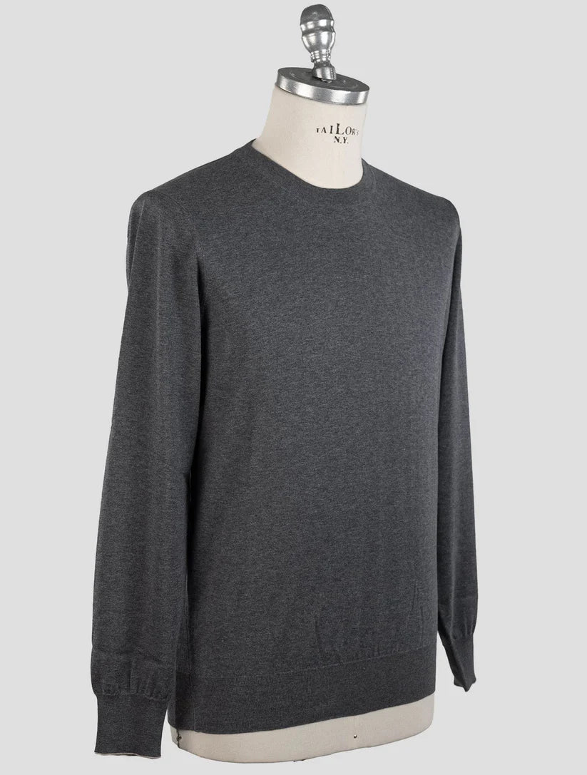 Brunello Cucinelli Gray Cotton Sweater Crewneck