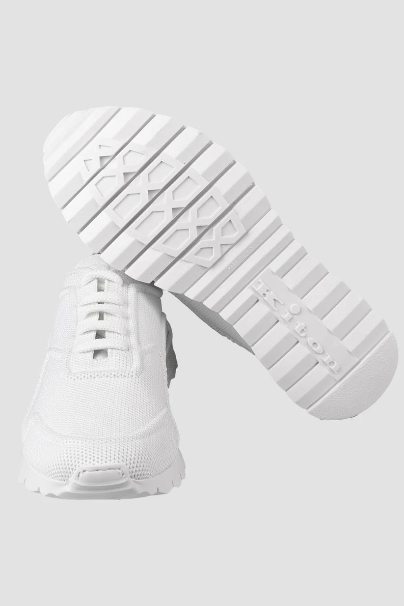Kiton White Cotton Ea Sneakers