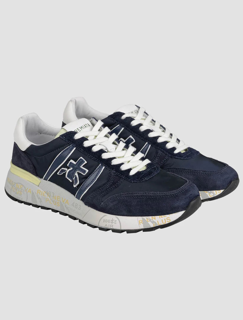 Premiata Blue Leather Suede Pa Sneakers