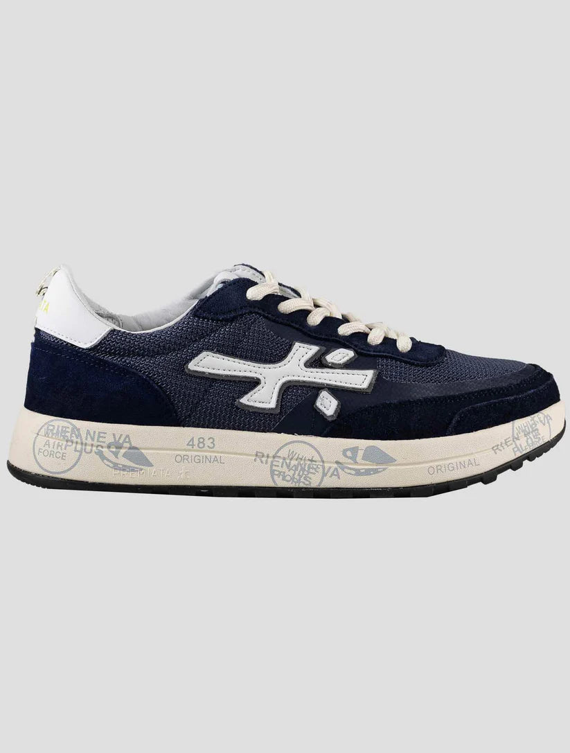 Premiata Blue Leather Suede Pa Nylon Sneakers