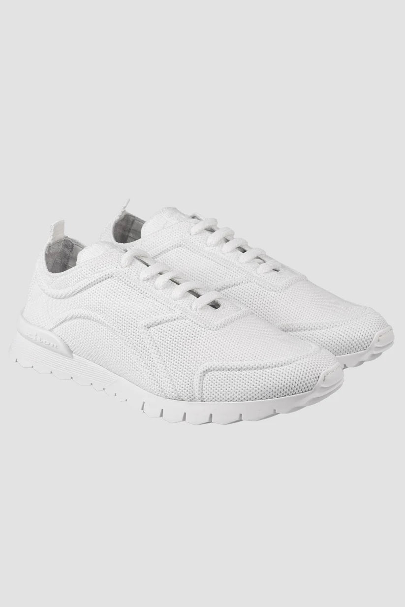 Kiton White Cotton Ea Sneakers