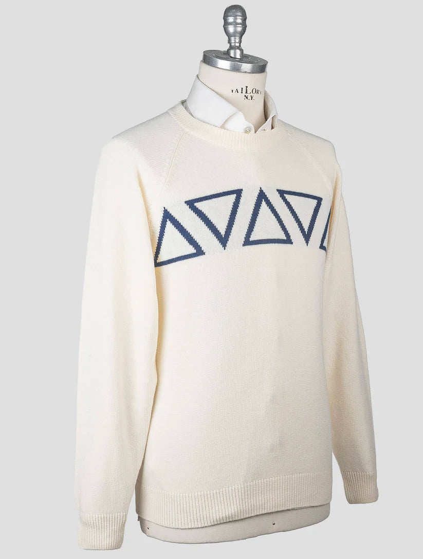 KNT Kiton White Wool Sweater Crewneck