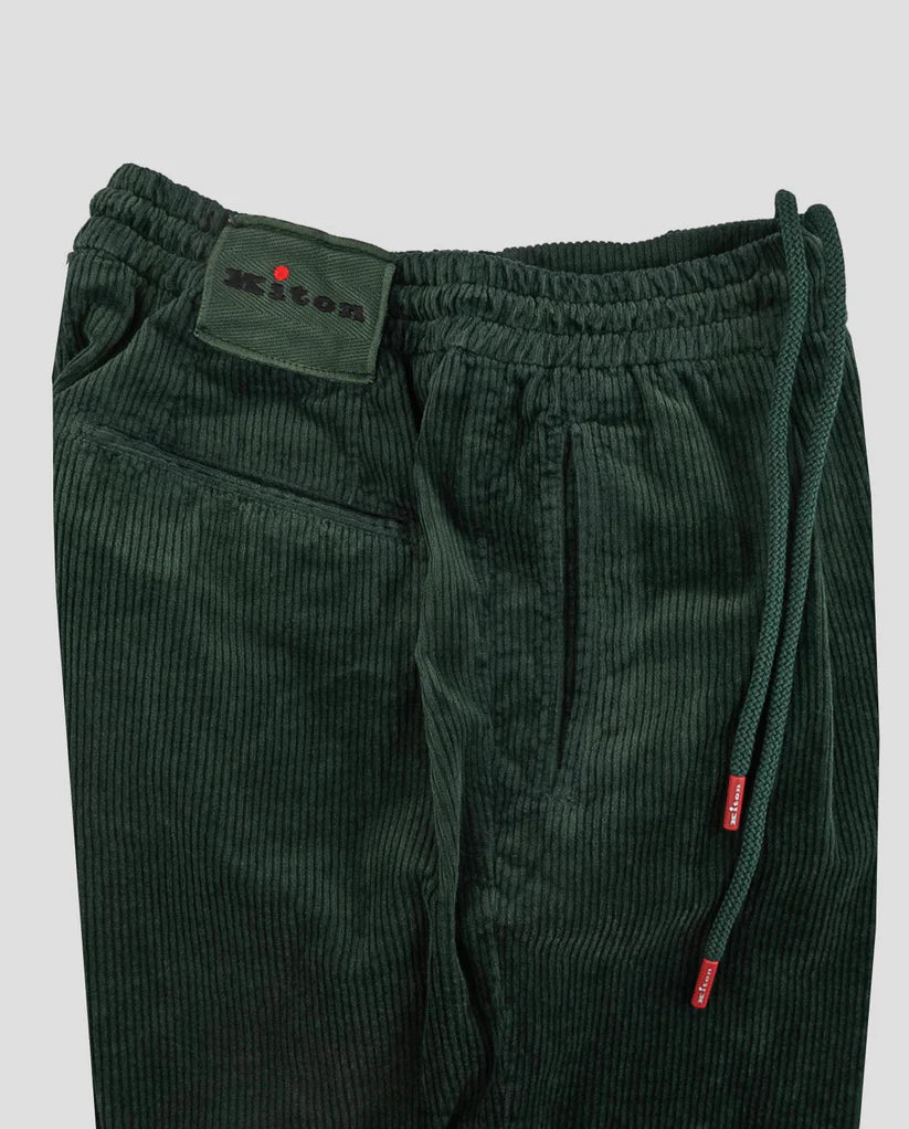Kiton Green Cotton Cashmere Ea Velvet Pants