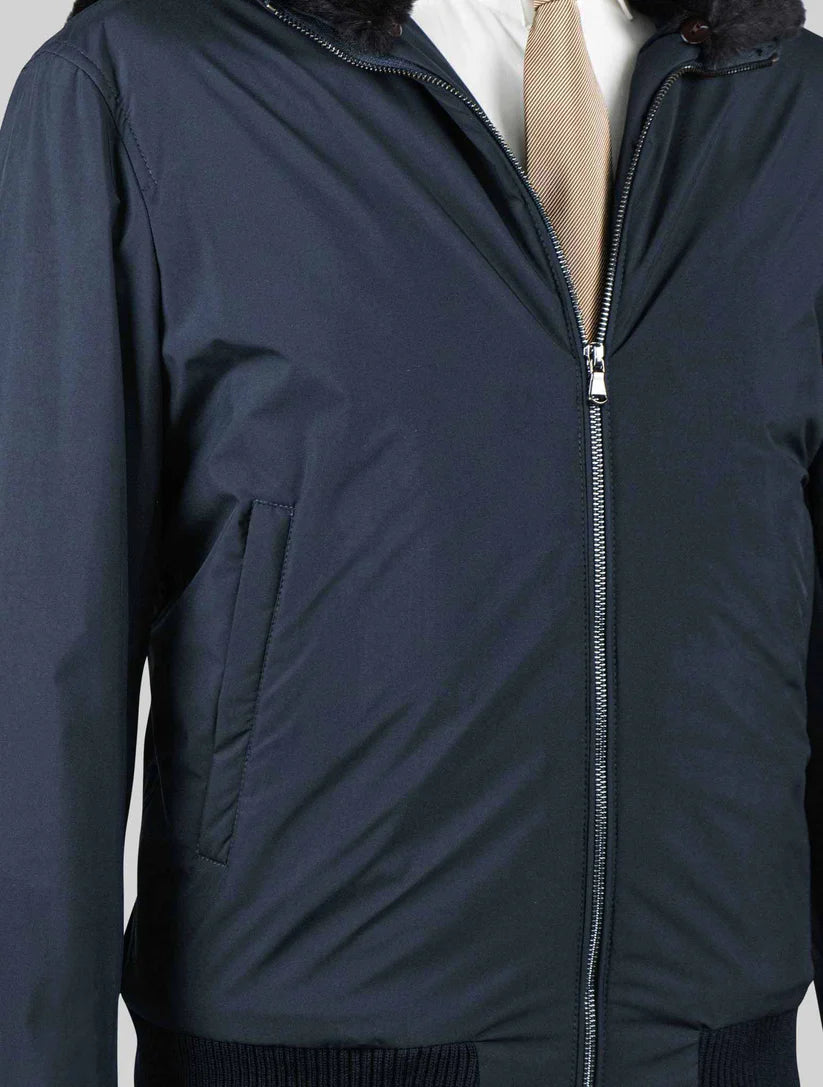 Barba Napoli Blue Pl Pu with Lapin Fur Coat
