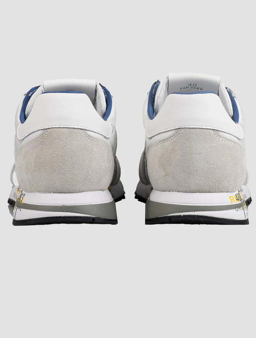 Premiata Gray White Leather Suede Pa Sneakers