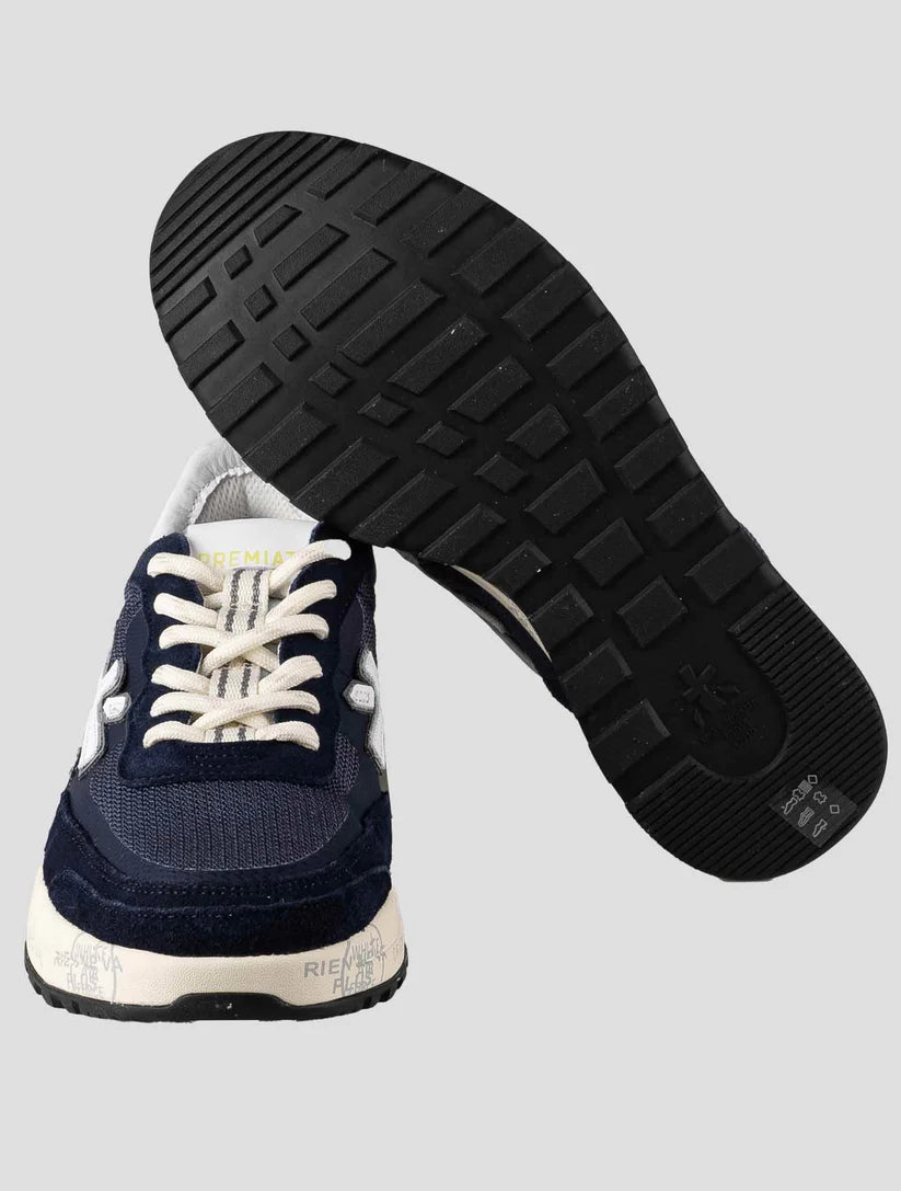 Premiata Blue Leather Suede Pa Nylon Sneakers