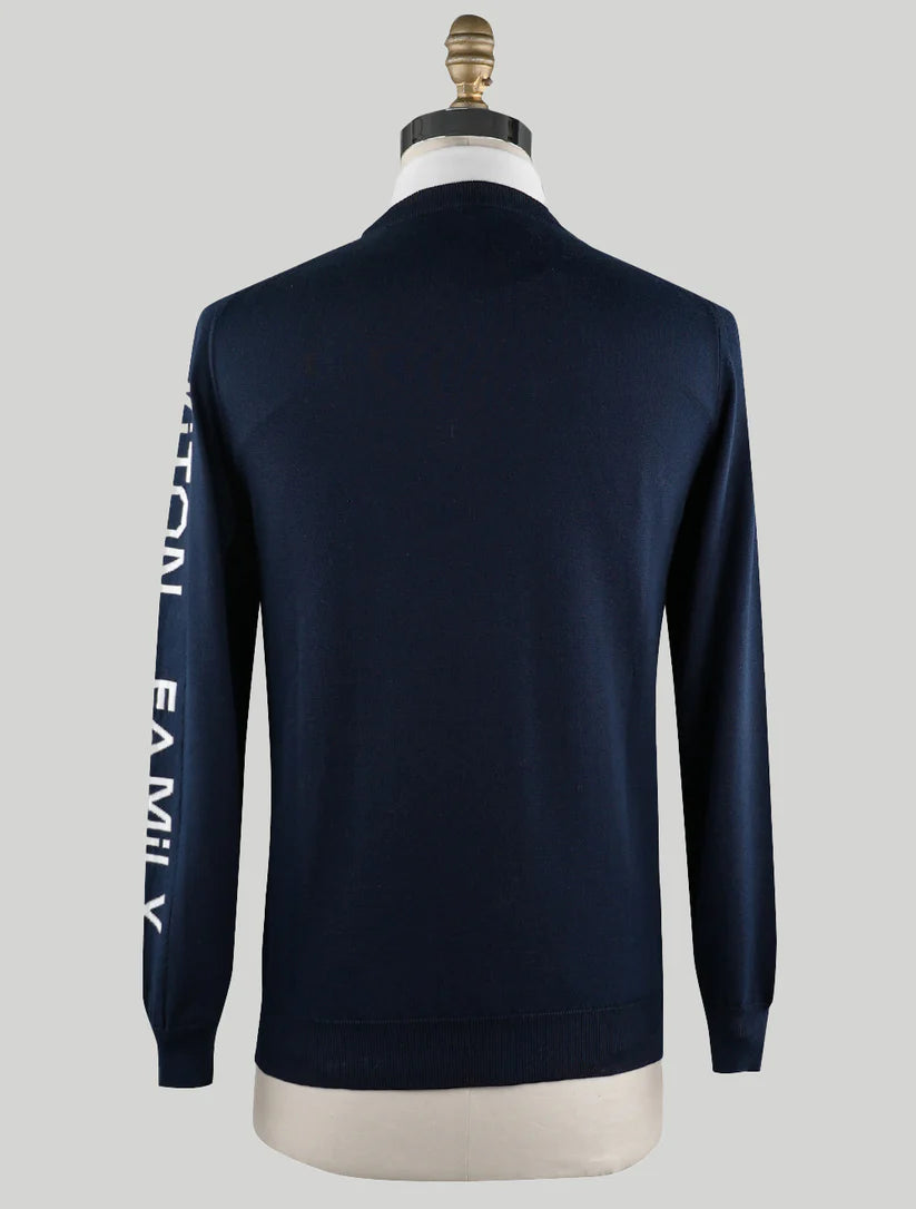 Kiton Blue Cotton Sweater Crewneck
