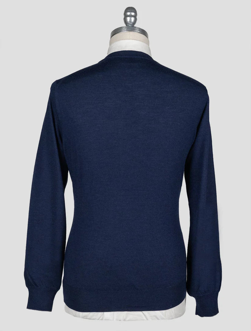 Brunello Cucinelli Blue Virgin Wool Cashmere Sweater Polo