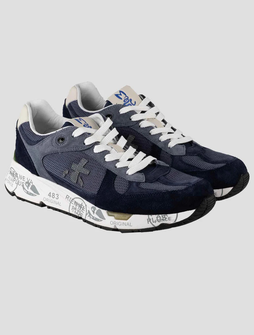 Premiata Blue Leather Suede Pu Pa Nylon Pl Sneakers