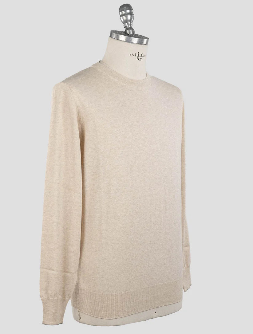 Brunello Cucinelli Beige Cotton Sweater Crewneck