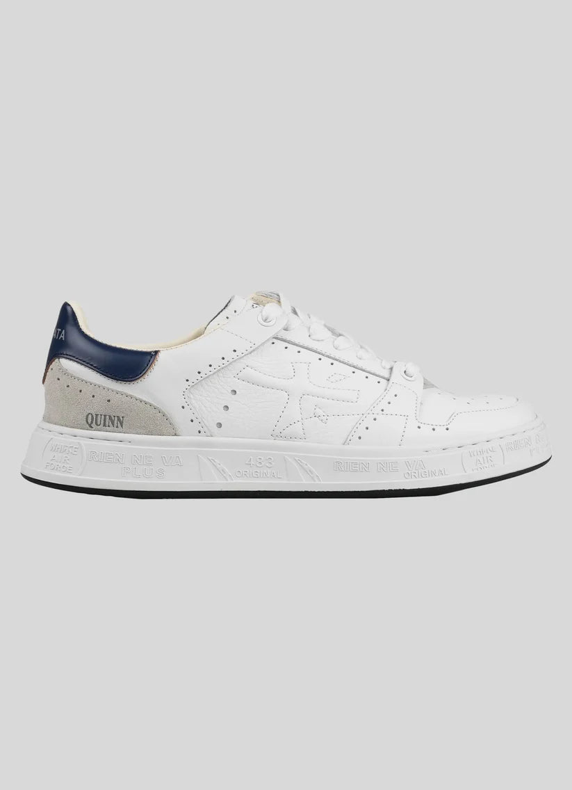 Premiata White Blue Leather Sneakers