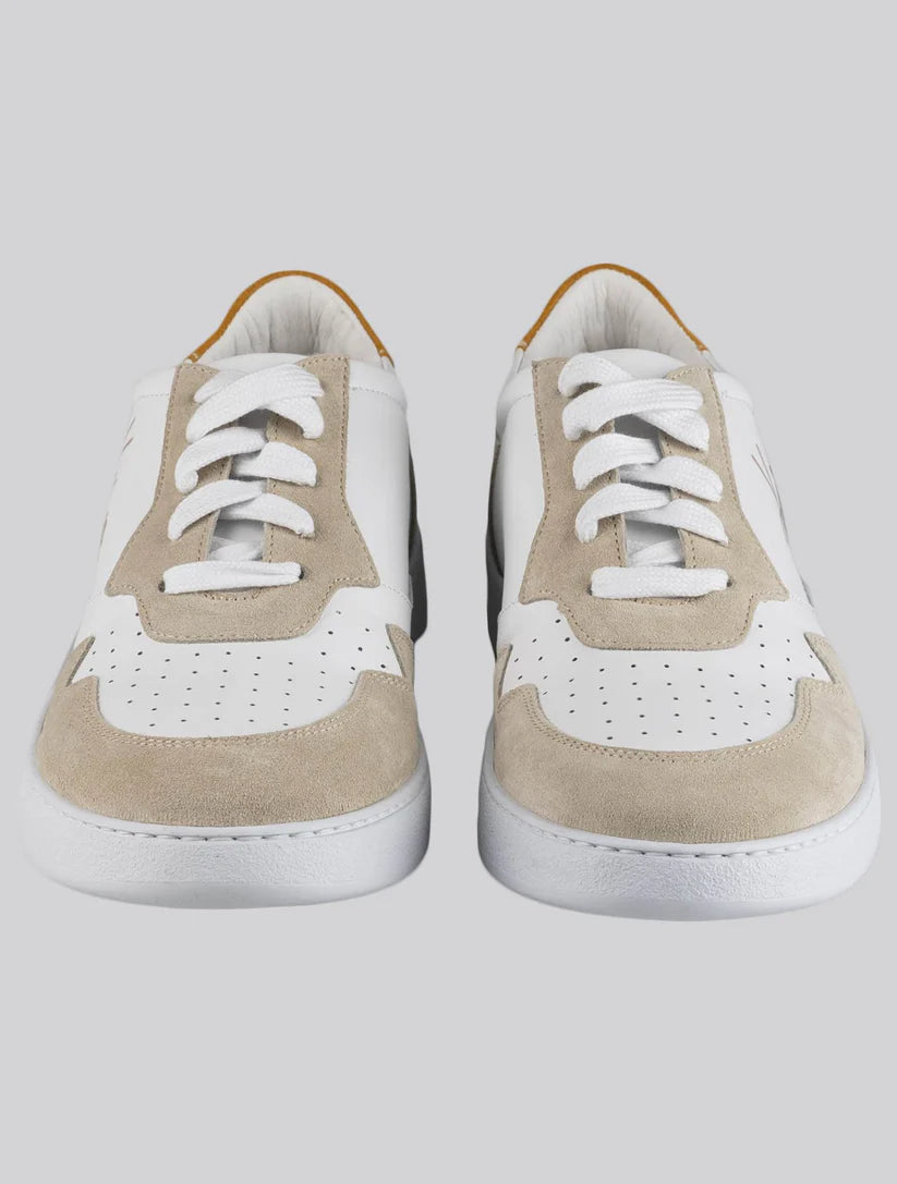 Kiton White Beige Leather Leather Suede Sneakers