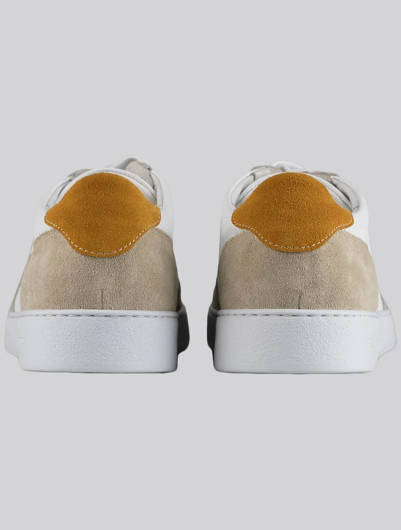 Kiton White Beige Leather Leather Suede Sneakers